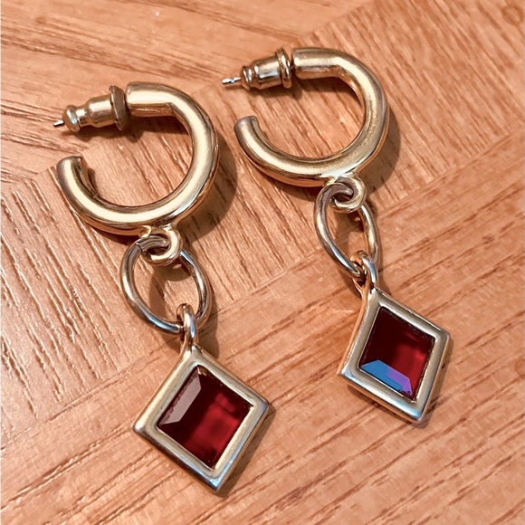 Gold Red Classic Earrings - Picture 16 of 16